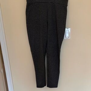 LOFT Black Micro-Check Ankle Ponte Pants